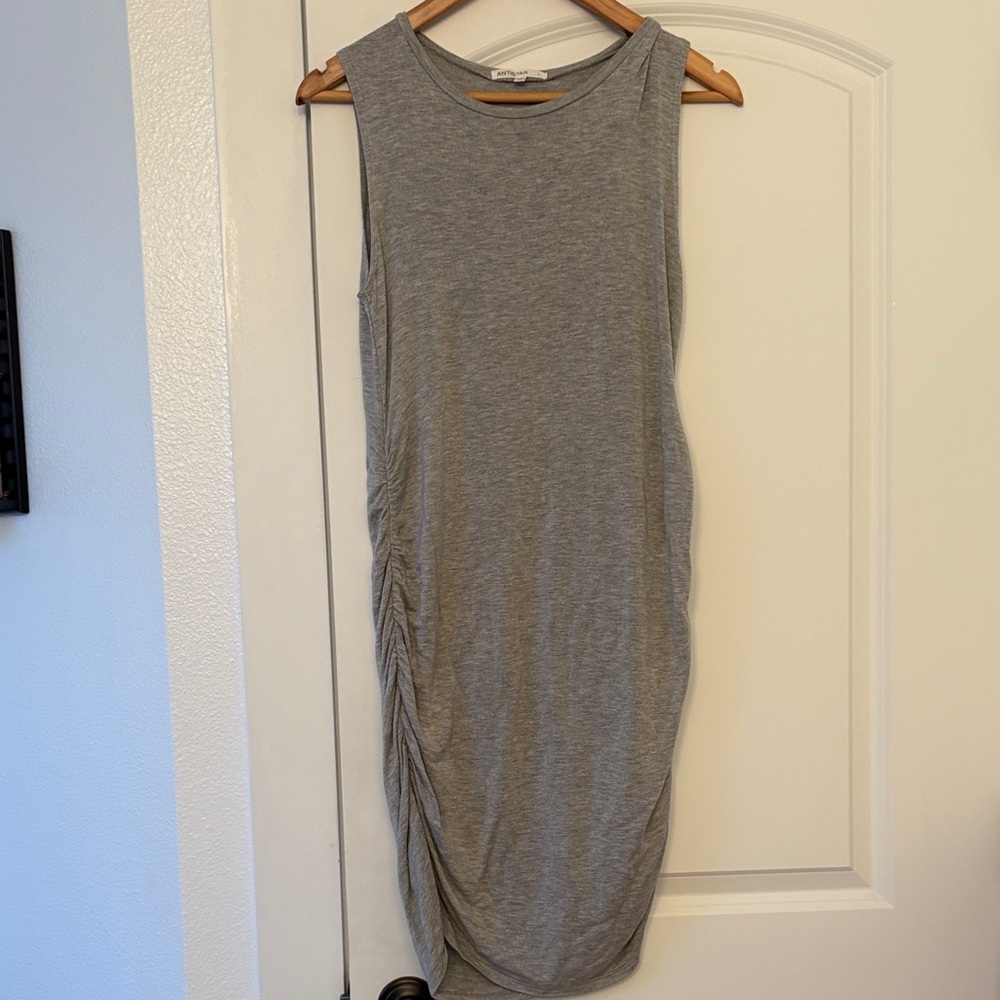 Gray Sleeveless Ruched Dress